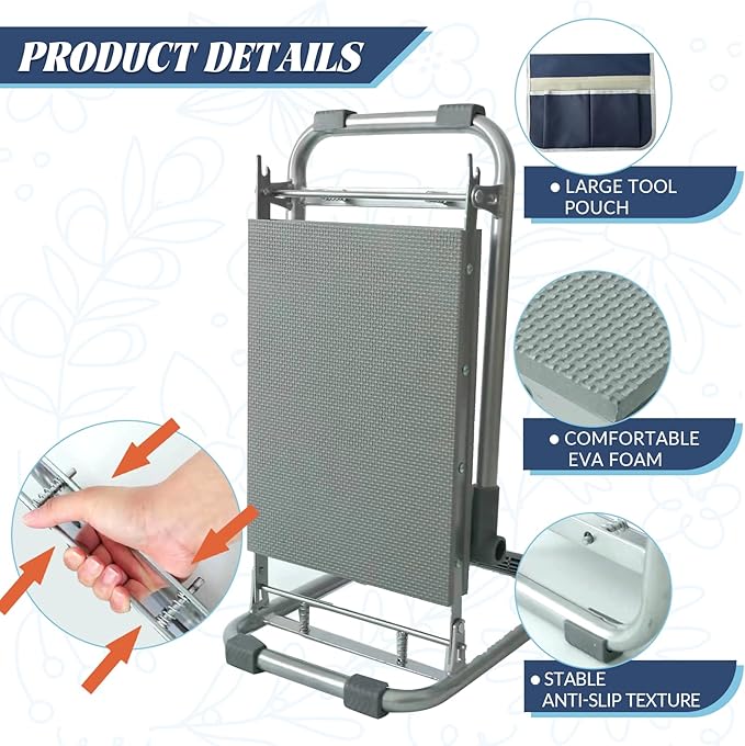 Garden Kneeler and Seat,2-in-1 Foldable Kneeling Pad and Stool with Thicken & Widen Soft Kneeling Pad,Wear-Resistant Prevent Knee and Back Pain reat, Gardening Gifts for Women and Men (B)