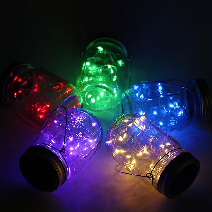 Mason Jar Solar Lights 10 Pack 30 LED Outdoor Solar Firefly Lights, Solar Fairy String Lids Lights,Waterproof Mason Solar Lights with Hangers for Regular Mouth Jars Christmas Gifts(Jars Not Included)