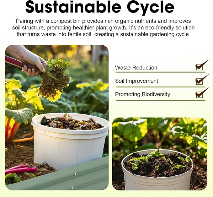 4x2x2ft Oval Galvanized Raised Garden Bed Kits Outdoor Large Metal Modular Planter Box 9-in-1 Raised Beds for Gardening,Vegetables,Fruits,Flowers & Herbs (Green)