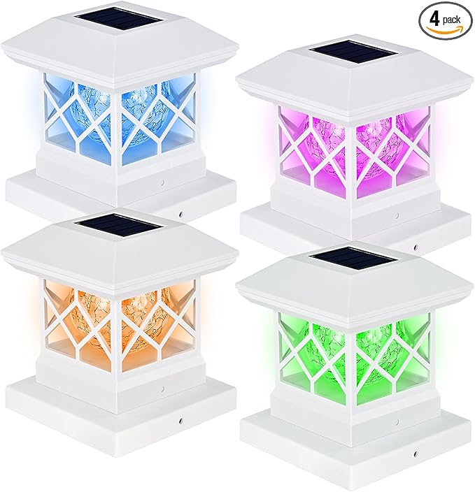 TWINSLUXES Solar Post Cap Light Outdoor, Waterproof LED Fence Post Solar Light, Solar Post Light, 3.5x3.5/4x4/5x5 Post for Patio, Deck Garden Decoration, Wooden or Vinyl Fence Deck Post