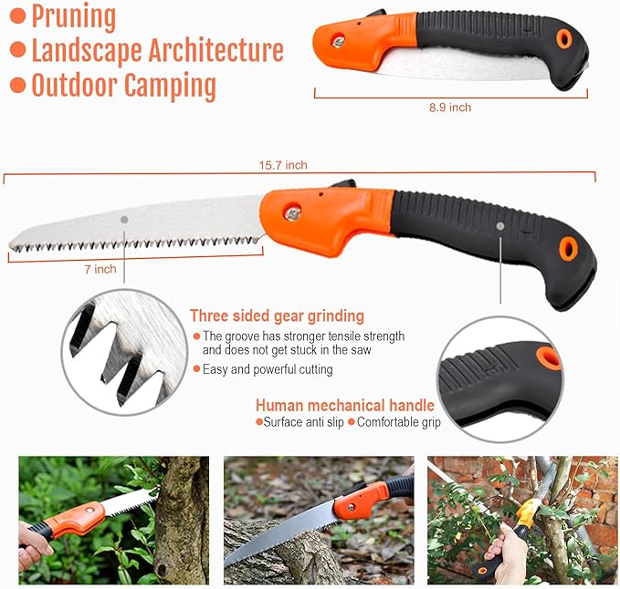 10 Pieces Gardening Tools Set, Ergonomic Handle Sprayer,Pruner,Rake,Shovel,Folding Saw,Glove,Outdoor Garden Tools with Carrying Suitcase,Ideal Garden Tool Gifts for Women