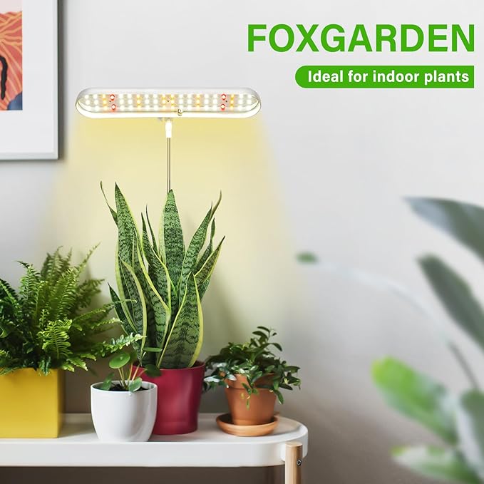 FOXGARDEN® Grow Light, Full Spectrum LED Grow Lamp, Plant Lights for Indoor，Auto Timer 4/8/12H, 4 Dimmable, Height Adjustable 8.5"-24", Growing Lights