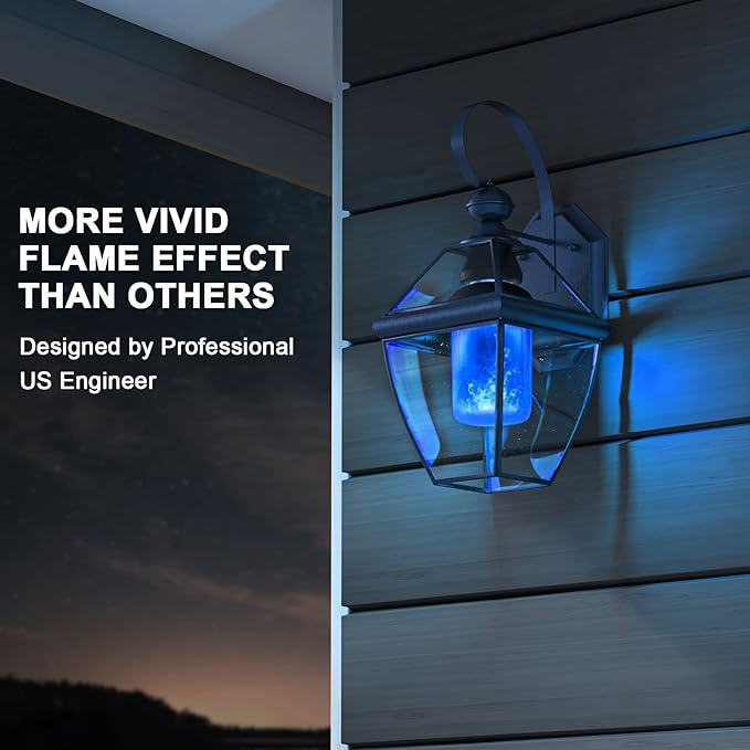 Hompavo 【Upgraded】 LED Flame Light Bulbs, Purple Flickering Light Bulbs with Upside Down Effect, E26/E27 Flame Bulb for Halloween Christmas Party Indoor and Outdoor Home Decoration (2 Pack)