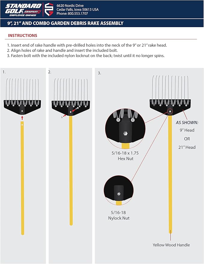 Garden Landscape Rake – 9” & 21" Head Garden Debris Rakes Combo | Elevate Your Outdoor Spaces with Precision and Efficiency | Ideal for Lawn and Garden Maintenance