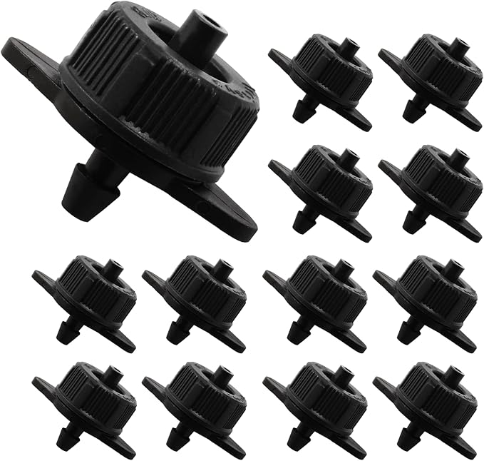 60 Pcs Drip Irrigation Emitters, 1 GPH Pressure Compensating Irrigation Drippers for Garden Lawn Watering Irrigation System, Black