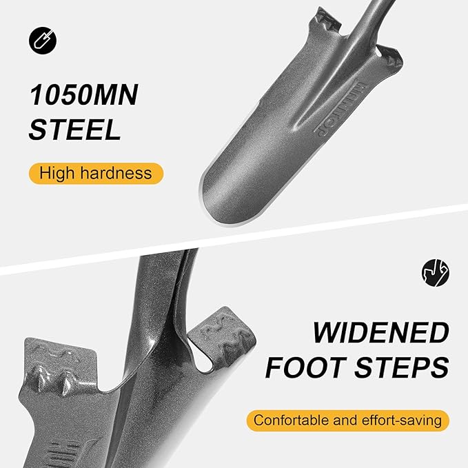 Drain Spade Shovel Digging Spade Trenching Shovel Serrated Shovel Transplanting Spade for Garden Outdoor,44 inches