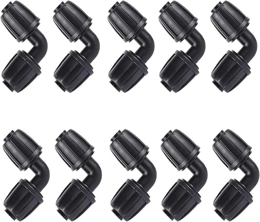 1/2 inch Irrigation Fittings Elbow Connectors For (1/2" ID x0.6-0.63" OD) 16mm Drip Tubing Barbed Connectors-10 Pcs/pack