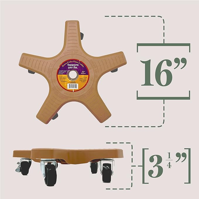 Bosmere S18430 Down Under Plant Caddie, Heavy Duty Plant Stand with Wheels, 500lb Capacity, 16-Inch,Terra Cotta