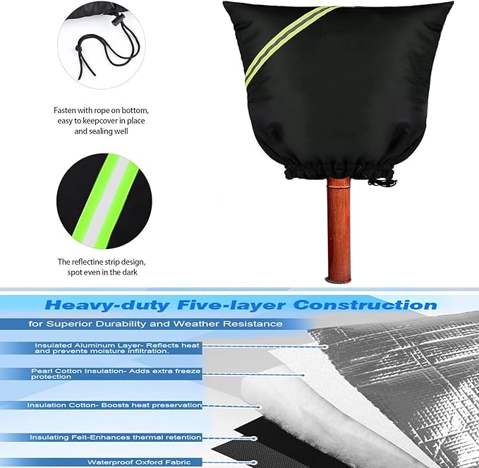 Backflow Preventer Insulation Cover, Irrigation Backflow Valve, Insulated Pouch for Winter Pipe Freeze Protection,Waterproof Sprinkler Valve System Cover for Snow, Sun Exposure