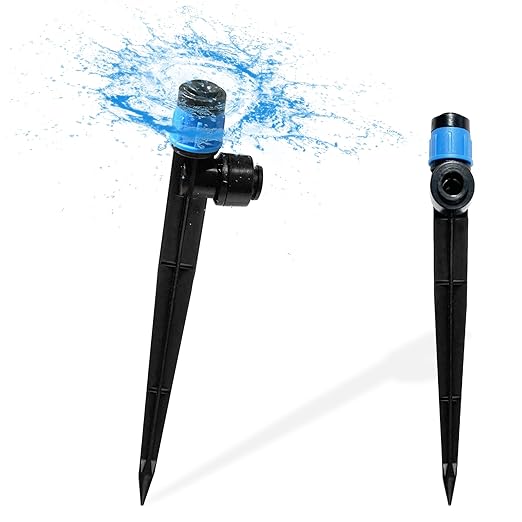 30PCS Push-to-Fit Drip Irrigation Emitters for 1/4 inch Irrigation Tubing, Adjustable 360 Degree Vortex Drip Emitters with Stake, Irrigation Dripper Sprinklers for Drip Irrigation System