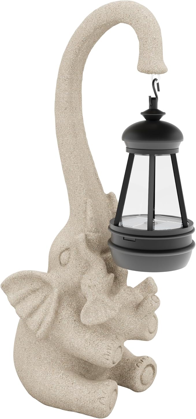 Solar Powered Outdoor Figurine Lights, 10 Inch Waterproof Animal Elephant Statue Light, Suitable for Decorations for Patio, Balcony, Lawn, Courtyard, Etc.(Chest)