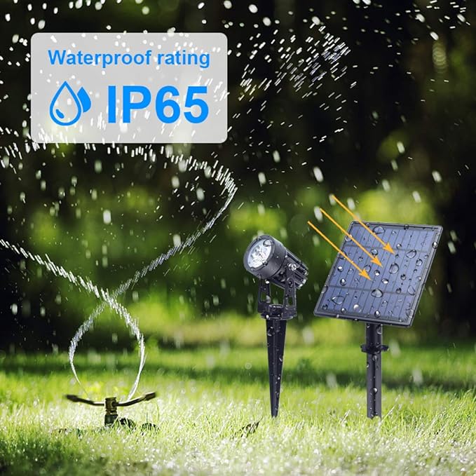 APONUO Solar Spotlights Landscape Lights Low Voltage Outdoor Solar Spotlight IP65 Waterproof 9.8ft Cable Auto On/Off with 4 Cool White for Outdoor Garden Yard Landscape Downlight (4-in-1)