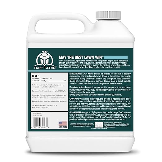 Turf Titan Lawn Kelper - Seaweed Fertilizer for Plants and Lawns - Liquid Lawn Fertilizer Feeds and Protects - Liquid Seaweed Fertilizer for Nutrient Absorption - 2.5 Gallon