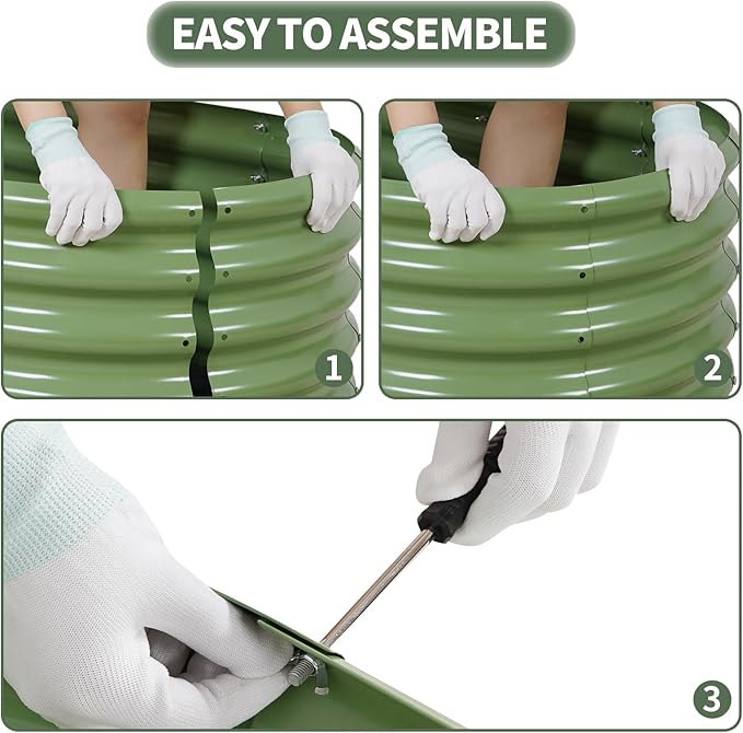 1MORE Galvanized Raised Garden Bed- Planter Garden Boxes Outdoor, Raised Beds for Gardening, 4x2x1ft Metal Garden Bed Kit for Vegetables Flower, Planter Raised Beds with Tools.Green-2pack