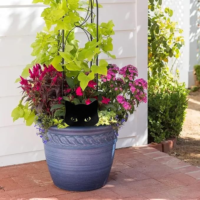 Qmetalart Black Cat Decorations Metal Garden Yard Art Decor Farmhouse Home Decor Outdoor Ornaments Décor Courtyard Lawn Gift Ideal for Cat Lovers Animal Silhouette Set of 2