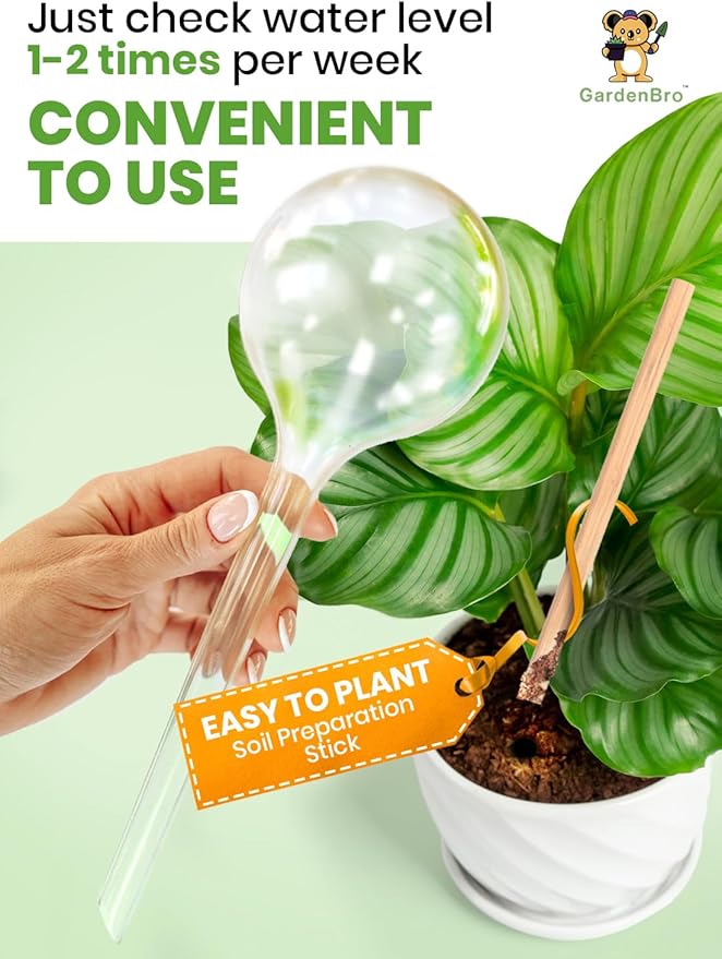 8 pc Plant Watering Globes Large Plastic - Automatic Plant Waterer Set Include Accessories for Indoor and Outdoor Pots - Self Watering Planter Insert System With Plastic Bulbs (8 PCS, Large)