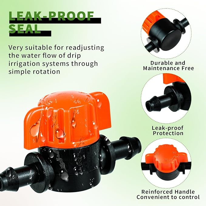 30PCS 1/4 Inch Drip Irrigation Valves, Drip Irrigation Shut Off Switch Valve for 1/4" Drip Irrigation Tubing Drip Line Cut Off Valve for Garden Lawn Irrigation System