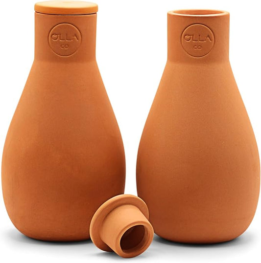 Classic Olla Watering Pot Mini – Set of 2 | Holds 12 Ounces | Plant Watering Bulb Olla Watering System with Terra Cotta Irrigation Pots | Self Watering While on Vacation | The Olla Company