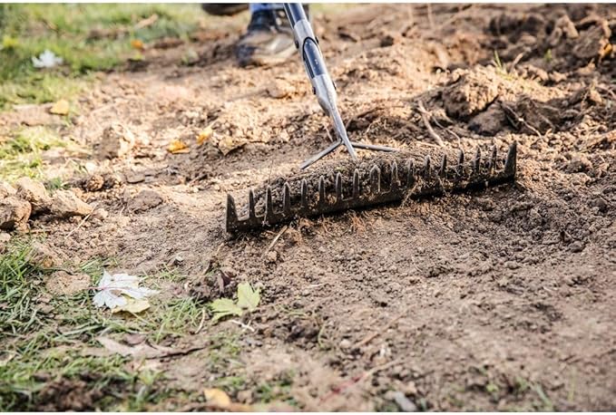 Fiskars 60" Pro Garden Rake for Soil with Lightweight Aluminum Handle, Heavy Duty Gardening Tool