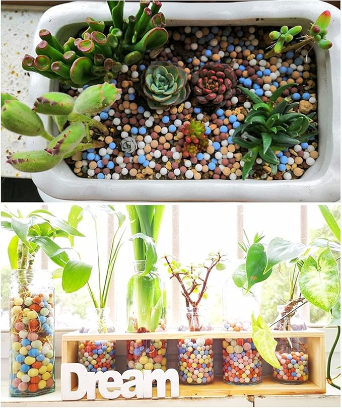 6LBS Garden Soil,Clay Pebbles Gardening Ceramsite Orchid Rocks Drainage Water Purification Ceramsite Decor Cultivation Soil Stone Horticultural Grade for Soil Hydroponics Aquaponics,Diameter 8-10mm