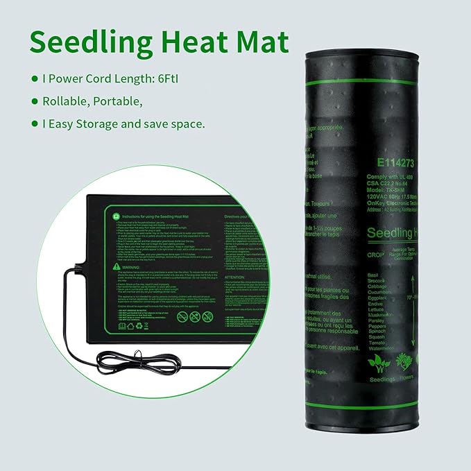 20"x 10" Seedling Heat Mat with Digital Thermostat Combo Set,ETL Certified and Durable Waterproof Warm Hydroponic Heat Mat for Germination,Indoor Gardening,Brewing and Greenhouses