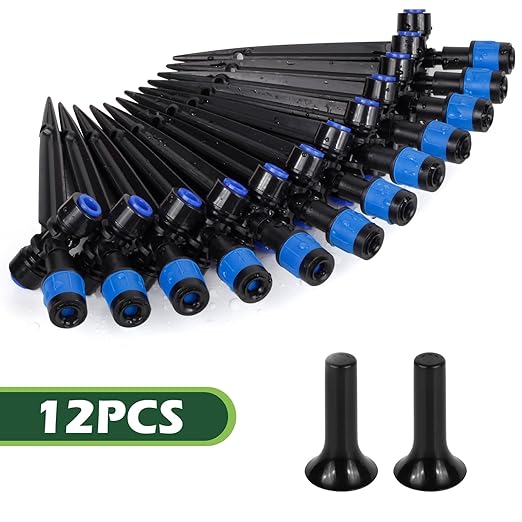 11PCS Adjustable Drip Irrigation Emitters(Fan-Shaped) Kit-Quick Connect for 1/4" Tubing, Dual Adjustment System-Easy to Install Drippers for Precise Garden Watering of Vegetables,Shrubs&Flowers