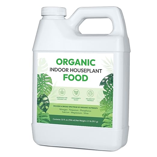 Organic Indoor Houseplant Food - Use on All Live Indoor Plants, Orchids, and Succulents | Concentrated Liquid Fertilizer Alternative (32oz, Mixes to 32 Gallons)