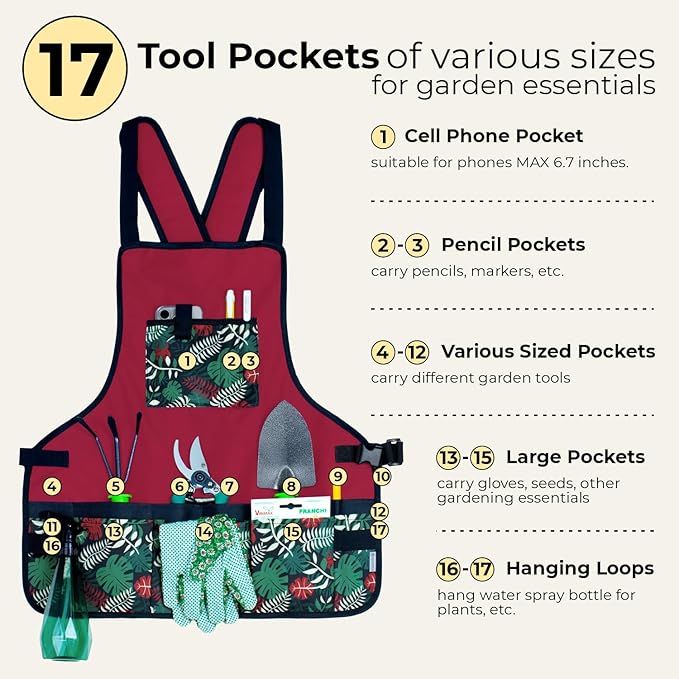 Garden Aprons for Women with Pockets - Gardening Apron - Florist Apron - Gifts for Gardeners, Artist, Painting, Art