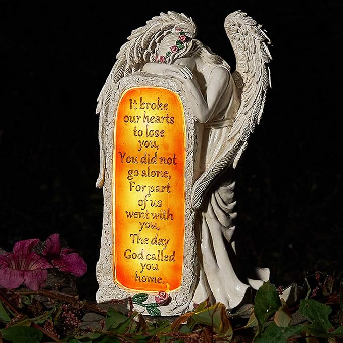 Angel Garden Statues Outdoor Decor, Solar Angel Figurines Lights for Garden Decoration Yard Art Memorial Gifts for Loss of Loved One