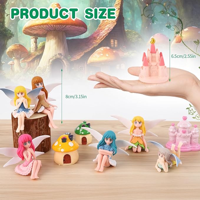 6 Pcs Garden Accessories Miniatures Fairies - Fairy Figurine Miniatures Micro Landscape Ornaments for Home Garden Cute Tiny Collectible Statues