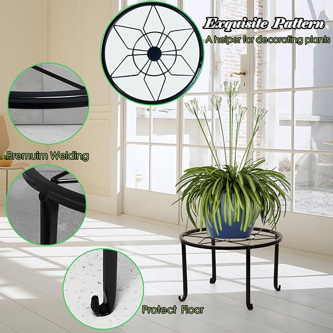 5 Pack Metal Plant Stands Outdoor Indoor,Heavy Duty Planter Stands for Indoor Plants,Rustproof Iron Flower Pot Stands Outdoor,Pot Stand for Plants Flower Stand Plant holders for Plant Decor