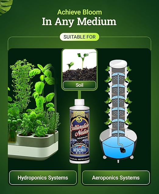FoxFarm Cultivation Nation Micro Liquid Fertilizer - Micronutrients for Strong Plant Development, Ideal for Soil, Hydroponics & Aeroponics - Part 2 of 3-Part Feeding Program- NPK 5-0-1 (Pint)