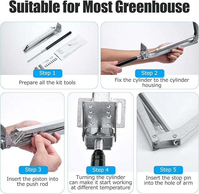 CHANGE MOORE Auto Vent Opener 2Pack Automatic Greenhouse Window Opener, Roof Vent Opener Auto Vent Kit, Sensitive Gardening Tools Automatic Greenhouses Supplies (Single Spring Up to 33lbs)