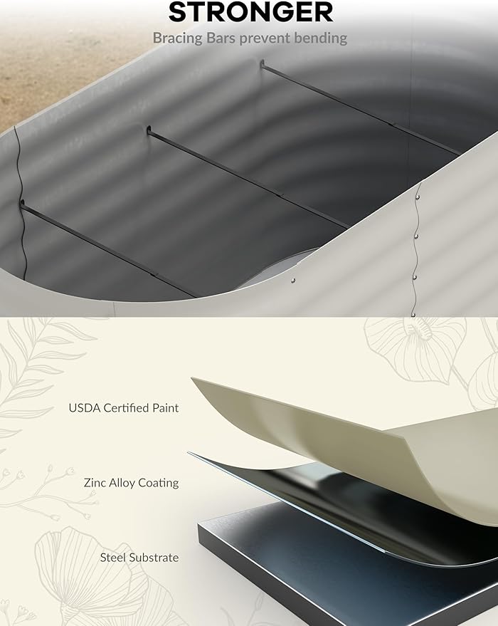 6x3x2 ft Raised Garden Bed,Galvanized Raised Planter Boxes Outdoor with Easy Assembly, Large Garden Bed for Vegetables, Fruits, Flower,Raised Garden Bed,Beige