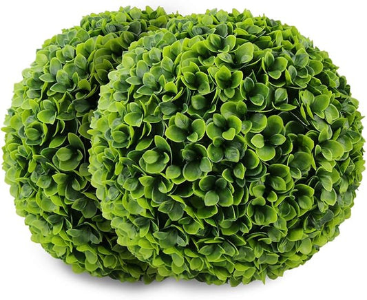 Sunnyglade 2 PCS 15.7 inch 3 Layers Artificial Plant Topiary Ball Faux Boxwood Decorative Balls for Backyard, Balcony,Garden, Wedding and Home Décor
