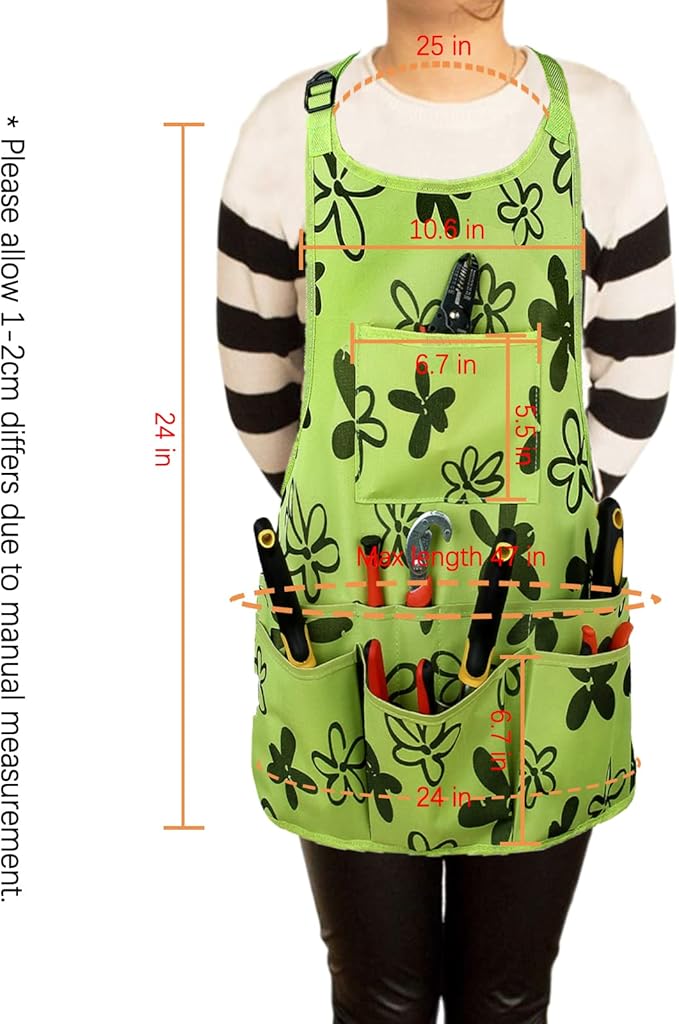 PATILWON Gardening Apron with Large Pockets for Women, 14 Pockets Waterproof Tool Apron, Work Apron Heavy Duty, Size M to XL