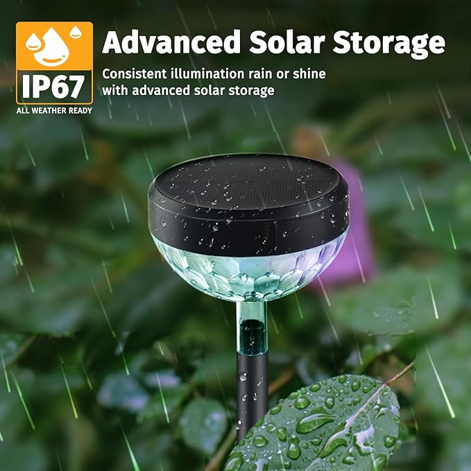Solar Pathway Lights 8 Pack, Color Changing+8 Fixed Colors (Warm White/Cool White/RGB Colored) Solar Lights Outdoor Waterproof, Bright Solar Powered Garden Light for Walkway Backyard Landscape Decor