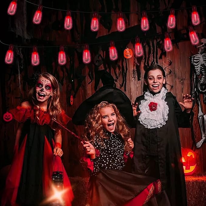 10Ft Halloween LED String Lights Outdoor with 10 ST40 Red Blood Drop Lights, UL Listed Connectable Halloween Patio Lights Set for Indoor Outdoor Backyard Garden Halloween Christmas Party Decor