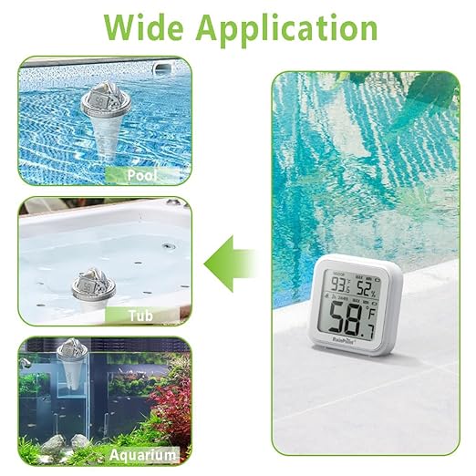 RAINPOINT Anti-Fog 360° Reading WiFi Digital Pool Thermometer Floating for Ice Bath,Double-Layer IP68 Waterproofing Remote Temperature Monitor E-Mail&Push Notification Hot Tub SPA,Fish Tank,Aquarium
