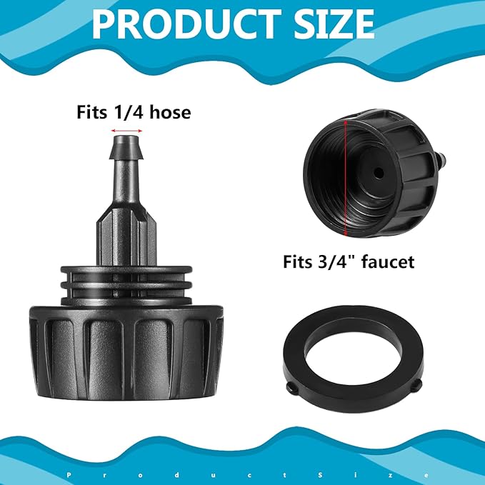 5 Pack Drip Irrigation Tubing Faucet Adapter Garden Faucet Hose Adapter Drip Irrigation Hose Connectors Faucet Connector with Washers for Garden Irrigation System(Single, Convert 3/4 to 1/4)