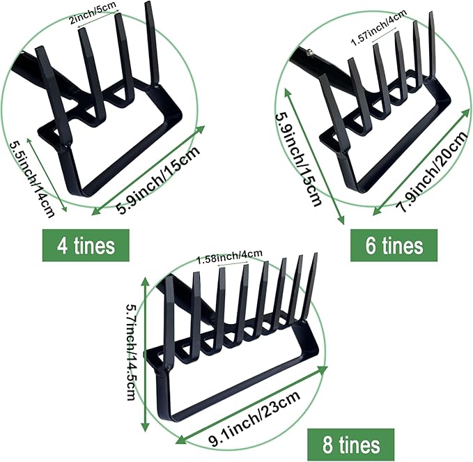 6-Tines Rake and Stirrup Hoe - Adjustable Long Handle Scuffle Loop Hula Action Hoe for Weeding, Digging, Loosening Soil, Stainless Steel Tiller Cultivator for Gardening, Raised Flower Beds Planting.