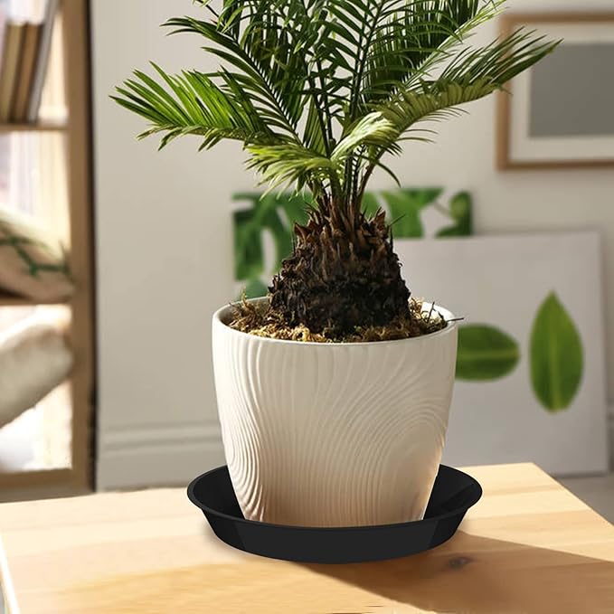 6 Pack Plant Saucer 12 14 16 18 20 22 Inch Plastic Plant Tray, Sturdy and Durable Flower Pot Container Accessories Plant Pot Saucers for Indoor and Outdoor (18 Inch, Black)