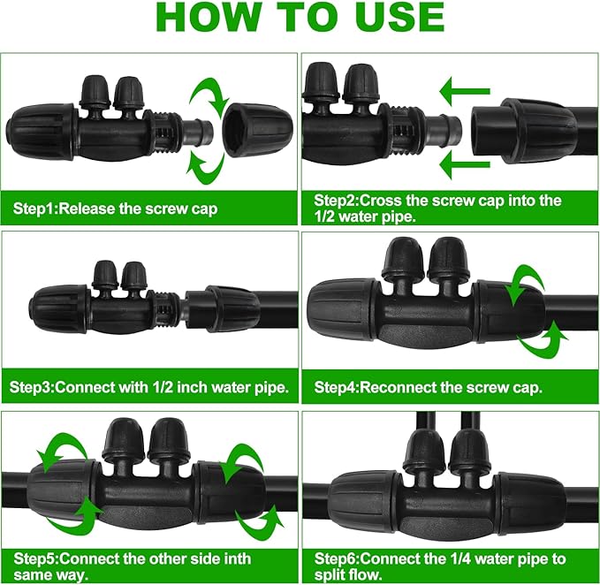 20 Pcs 1/2 Inch to1/4 Inch Drip Irrigation Tubing Fittings,Irrigation Hose Connectors,Lock Barbed Tee 4 Way for Lawn Plant Garden Watering System,Drip Irrigation System (1/2'' ID x 0.60''-0.63'' OD)