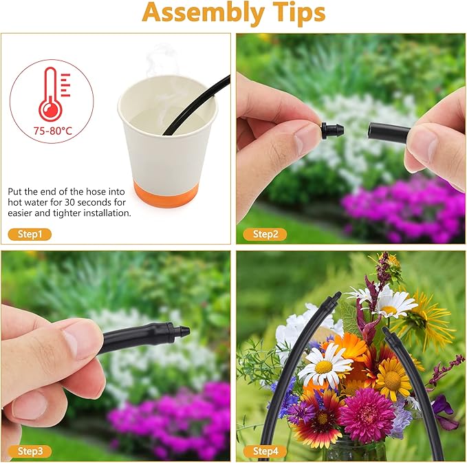 150 Pcs 1/4'' Drip Irrigation Tubing End Plugs, 1/4 Inch Drip Irrigation Barbed End Closure/Cap for Drip Sprinkler Garden Lawn Systems