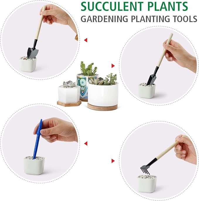 G GOOD GAIN Garden Succulent Kit with Organizer Bag, Indoor Mini Hand Gardening Tool Set, 14 Pieces Tools for Bonsai Planter Miniature Fairy Planting Care(Honeysuck)