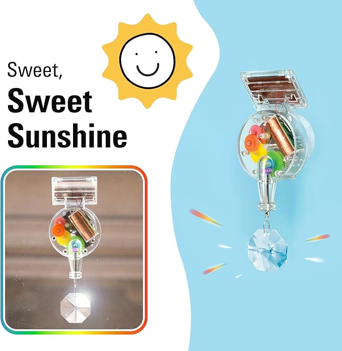Kikkerland Solar Powered Rainbow Maker – Prism Suncatcher, Fun Home Window Decor – Unique Gift for Christmas & Birthdays – Single Crystal