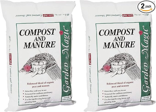 5240 Outdoor Lawn Garden Compost and Manure Blend for Fertilizing Soil Amendment in Planters, Raised Beds, & More, 40 Pound Bag (2 Pack)