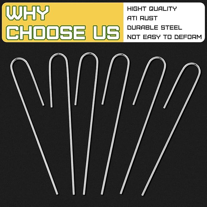 120 Pcs Irrigation Drip Tubing Staples 5 Inch J Shape Irrigation Tube Stakes Galvanized Landscape Pins for 1/4 Inch Irrigation Hose Lawn Nails 1/4 Inch to 1/2 Inch Loop Stake for Drip Tubing