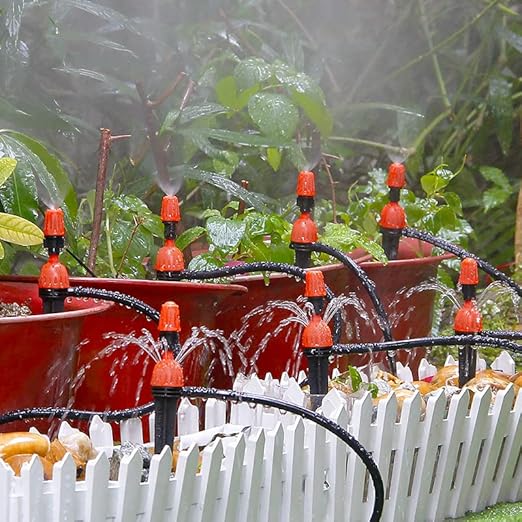 25pcs Drip Irrigation Emitters for 1/4" Irrigation Hose Accessories, Adjustable 360 Degree Water Flow Stake Drippers, Garden Irrigation Drippers for Watering System