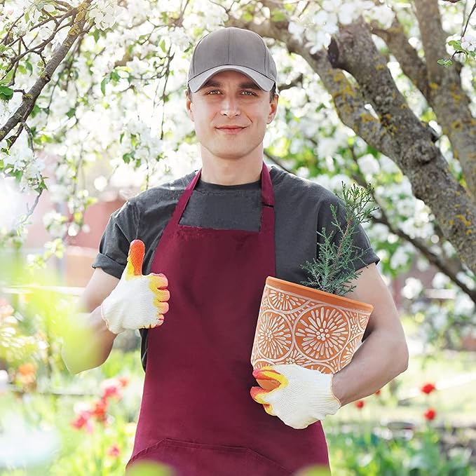 DeeCoo 3 Piece Ceramic Plant pots Indoor Flower Pots Set with Drainage Holes, 5.7/4.7/3.5/inch, Modern Decorative Flower (Red)